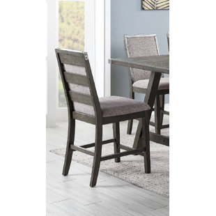 F&L HOMES STUDIO Eloisiyyi Fabric Ladder Back Parsons Chair in Gray (Set of 2)