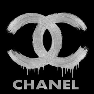 WALL ART PRODUCTION NETWORK Fashion Logo Silver On Black by Madeline Blake - Wrapped Canvas Print