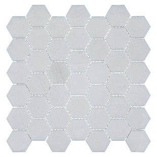 ANDOVA Channing 2-in. Hexagon Honeycomb Marble Look Glossy Natural Stone Wall & Floor Mosaic Tile