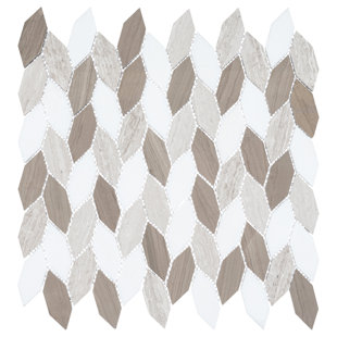 ANDOVA Channing 1-in. x 2.5-in. Elongated Hex Marble Look Polished Natural Stone Wall & Floor Mosaic Tile