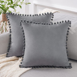 TOPFINEL Fringed Velvet Pillow Cover (Set of 2)