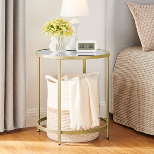 MERCER41 Illait Round End Table with Mirror