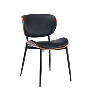 WADE LOGAN® Cathair PU Leather Upholstered Dining Chair With Steel Legs (Set of 2)