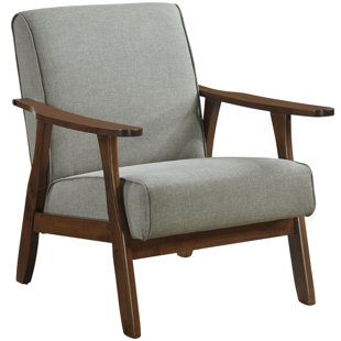GEORGE OLIVER Nathanielle 29.0" Wide Linen Show Wood Armchair