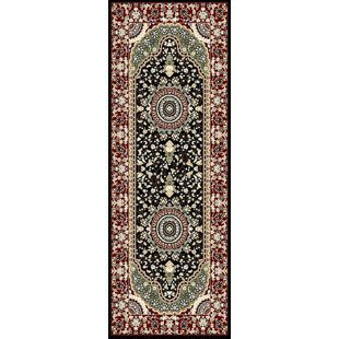 CANORA GREY Baku Center Medallion Black Traditional Area Rug