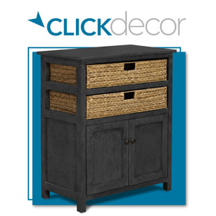 CLICK DECOR ClickDecor Nelson Storage Chest Cabinet with 2 Wicker Baskets