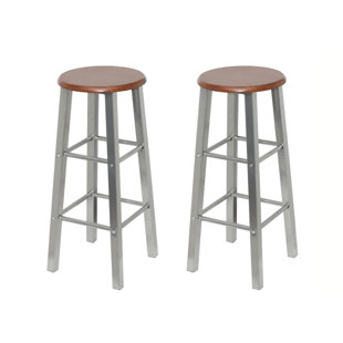 WILLISTON FORGE Bar Stools Metal with MDF Seat (Set of 2)
