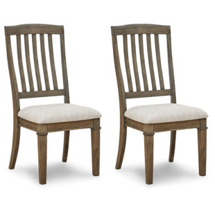 SIGNATURE DESIGN BY ASHLEY Markenburg Slat Back Side Chair in Beige/Brown (Set of 2)