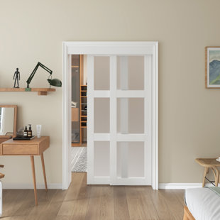 ARK DESIGN II Glass Sliding Closet Doors with Installation Hardware Kit