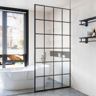 SYMPLE STUFF Markeshia 36'' W x 74'' H Frameless Fixed Glass Panel with Clear Glass