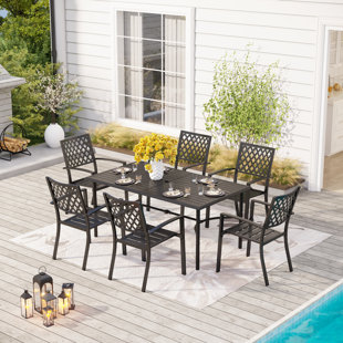 ALPHAMARTS Rectangular 6 - Person Outdoor Dining Set