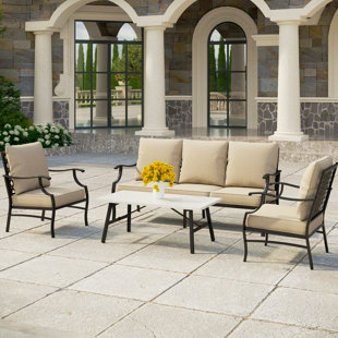 DARBY HOME CO Aivah Metal 5 - Person Seating Group with Cushions