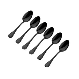 WAYFAIR SAMPLES Pearl 18/0 Stainless Steel Black Dinner Spoons Set Of 6 (Set of 6)