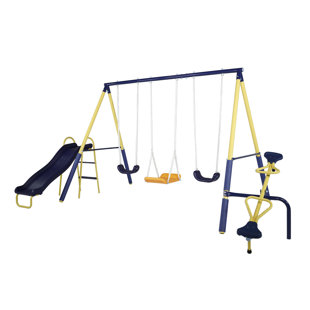 Sportspower Palmview Metal Swing Set with Lifetime Warranty on 5' Double Wall Slide