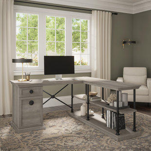 WILLISTON FORGE Jeanann 64W Designer L Shaped Desk with Storage