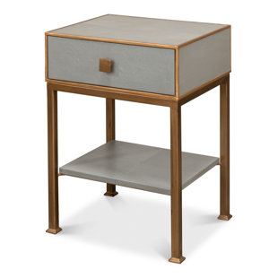 SARREID LTD Gillian 1 - Drawer Wood Nightstand in Storm Gray/Gold