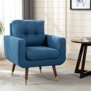 WADE LOGAN® Candelora 28.35" W Modern Comfort Linen Tufted Upholstered Arm Accent Chair with Metal Feet Guards