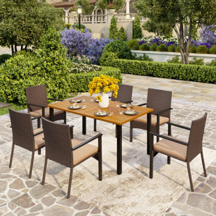ALPHAMARTS Rectangular 6 - Person Outdoor Dining Set with Cushions