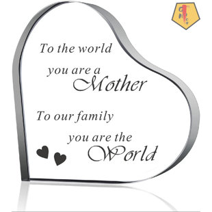 GN109 Birthday Gifts For Mom From Daughter Son - To The World You Are A Mother,To Our Family You Are The World, Crystal Engraved Keepsake And Paperweight
