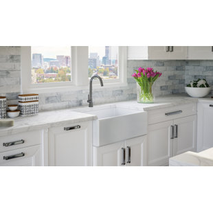 FOSSIL BLU Luxury 33" L x 20" W Dual Mount Kitchen Sink with Basket Strainer