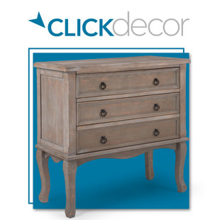 CLICK DECOR ClickDecor Thomas Antique Country Style Dresser Chest with 3-Drawers