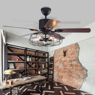 WILLISTON FORGE Datzer 52'' Industrial Ceiling Fan with Light Kit Reversible Motor and Dimmable