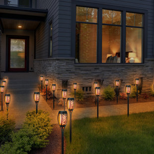 Exhart Solar Dancing Flame Torch Garden Stakes- Small, 3 inches by 20 Inches (Set of 4)