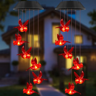 ARLMONT & CO. Lasca Cardinal Wind Chime Solar Garden Lights Waterproof Halloween Decorations outdoor Lights (Set of 2)