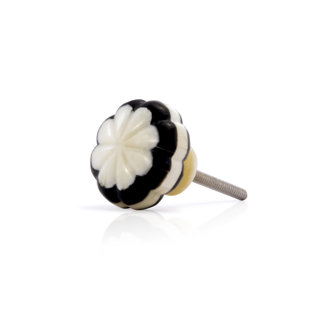 MASCOT HARDWARE Melon Shape 1-1/2 in. (38mm) Black & Cream Ceramic Knob