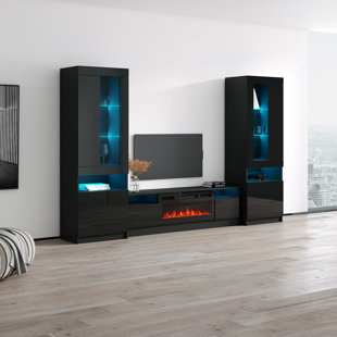 MEBLE FURNITURE Duke Entertainment Center for TVs up to 75" with Electric Fireplace Included
