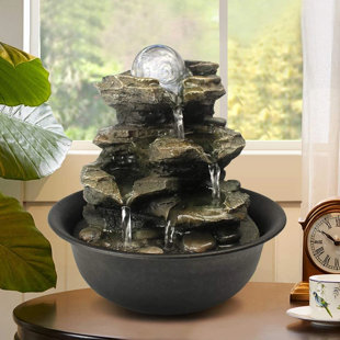 MILLWOOD PINES Weather Resistant Table Top Fountain with Light