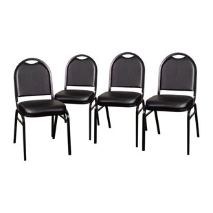 FLASH FURNITURE Commercial Dome Back Stacking Banquet Chairs with Metal Frames (Set of 4)