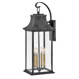 HINKLEY Adair 4-Light Outdoor Wall Mount Coach Lantern w/ LEDs Included - Aged Zinc