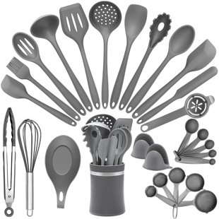 DGPCT 28 PCS Silicone Cooking Utensils Set, BPA Free, Non-Stick Heat Resistant, Gray