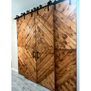 STUMPS CUSTOM WOOD Paneled Wood and Metal Barn Door with Installation Hardware Kit