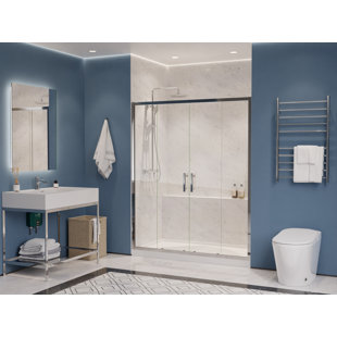 ANZZI 60" - 60.4" W x 70" H Framed Shower Door