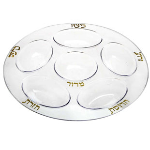 NICOLE FANTINI COLLECTION Seder Plate Clear & Gold Plastic Platter EXTRA STRONG QUALITY - Set Of 6 (Set of 6)
