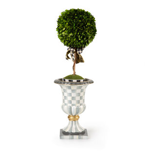 MACKENZIE-CHILDS Sterling Check® Pedestal Tabletop Urn