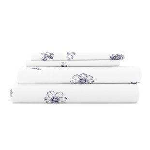 BECKY CAMERON Home Indigo Flowers Pattern Microfiber Sheet Set