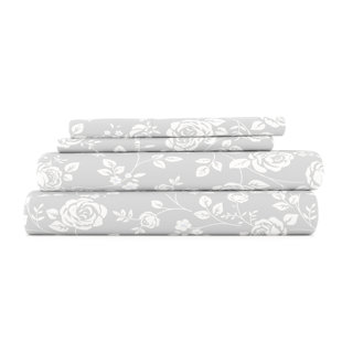 BECKY CAMERON Home Rose Gray Pattern Microfiber Sheet Set