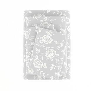 BECKY CAMERON Home Rose Gray Pattern Microfiber Sheet Set