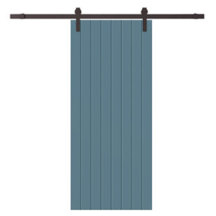 CALHOME Hollow Paneled Painted with Installation Hardware Kit Barn Door