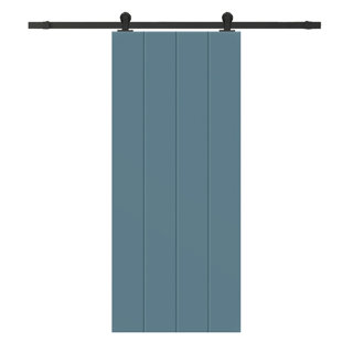 CALHOME Hollow Paneled Painted with Installation Hardware Kit Barn Door