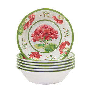 CERTIFIED INTERNATIONAL Geraniums Set/6 All Purpose Bowl 7.5" X 2"