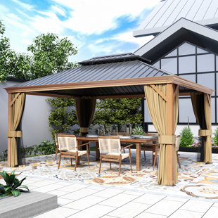 EGEIROS LIFE 12 Ft. W x 16 Ft. D Hardtop Double-Roofed Aluminum Patio Gazebo