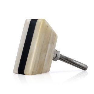 MASCOT HARDWARE Trapezium 1-1/2 in. Black Stripe Over Cream Base Cabinet Knob