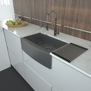 COMMODLAND Farmhouse / Apron Single Bowl Stainless Steel Kitchen Sink