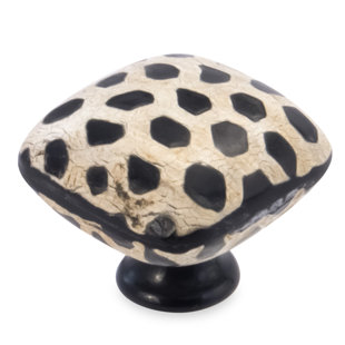 MASCOT HARDWARE Stone Pattern Flat 1-3/8 in. (35mm) Black & Yellow Cabinet Knob