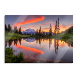 UNION RUSTIC Glasbild Sonnenaufgang Berglandschaft
