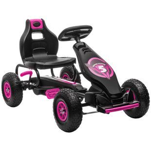 AOSOM Kids Pedal Go Kart Ride-On Toy With Ergonomic Comfort, Pedal Car With Tough, Wear-Resistant Tread, Go Cart Kids Car With Suspension System, Safety Hand Brake, Ages 5-12